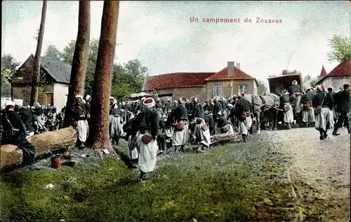 Ak Un campement de Zouaves, französische Soldaten