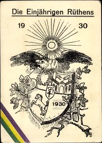 Studentika Wappen Ak Rüthen in Westfalen, Die Einjährigen, Wappen mit Adler