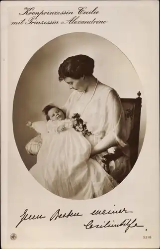 Passepartout Ak Kronprinzessin Cecilie von Preußen, Prinzessin Alexandrine, Cecilienhilfe