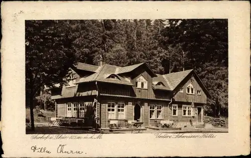 Präge Passepartout Ak Oberhof im Thüringer Wald, Untere Schweizerhütte