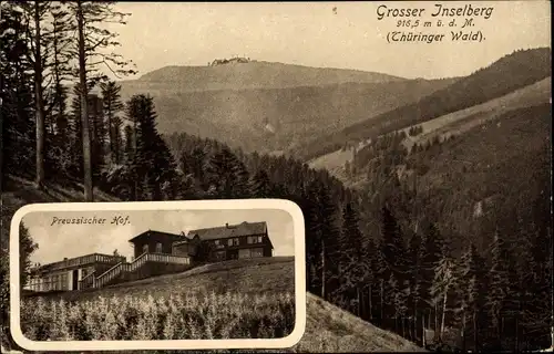 Ak Brotterode Trusetal in Thüringen, Preussischer Hof, Großer Inselberg, Wald