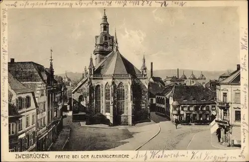 Ak Zweibrücken Rheinland Pfalz, Partie an der Alexanderkirche