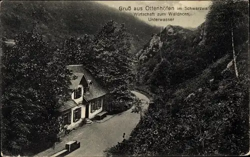 Ak Ottenhöfen im Schwarzwald, Wirtschaft zum Waldhorn, Unterwasser