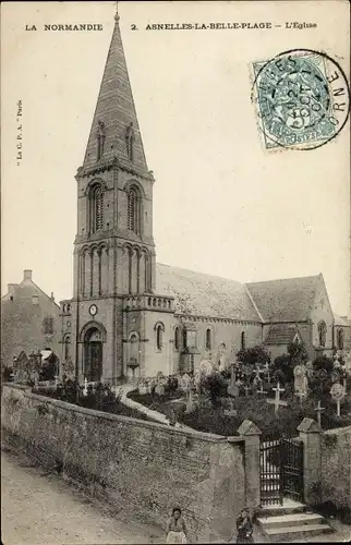 Ak Asnelles La Belle Plage Calvados, L'Eglise