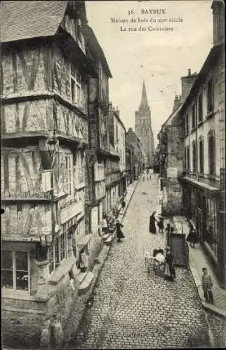 Ak Bayeux Calvados, Maison de bois, La rue des Cusiniers