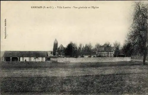 Ak Gambais Yvelines, Villa Landru, Vue generale et l'Eglise