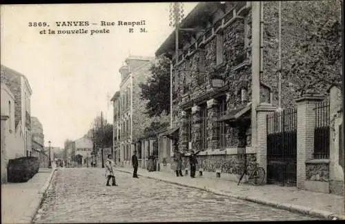 Ak Vanves Hauts de Seine, Rue Raspail et la nouvelle poste