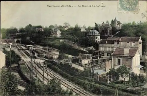 Ak Vaucresson Hauts de Seine, La Gare et les Coteaux