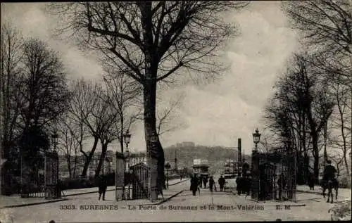 Ak Suresnes Hauts de Seine, La Porte de Suresnes et le Mont Valerien