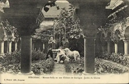Ak Bergerac Dordogne, Mounet Sully en son Chateau de Garrigue, Jardin du Cloitre, Schauspieler