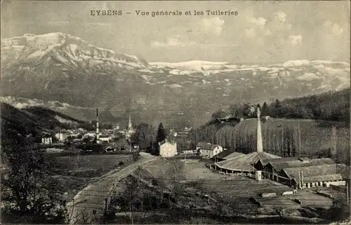 Ak Eybens Isere, Vue generale et les Tuileries