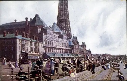 Ak Blackpool North West England, Promenade