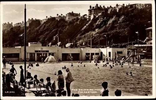 Ak Folkestone Kent South East England, Swimming Pool