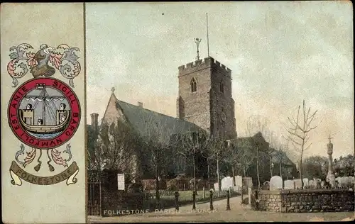 Ak Folkestone Kent South East England, Parish Church
