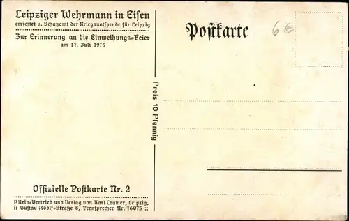 Ak Leipzig in Sachsen, Wehrmann in Eisen, Kriegshilfe, Nagelung