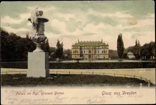 Ak Dresden Zentrum Altstadt, Kgl. Grosser Garten, Palais