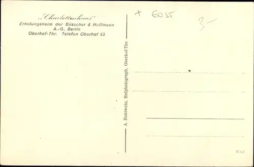Ak Oberhof im Thüringer Wald, Charlottenhaus, Erholungsheim Büsscher und Hoffmann AG Berlin