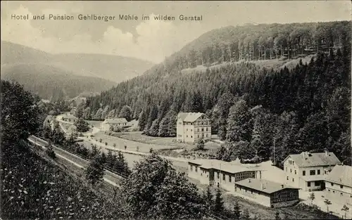 Künstler Ak Gehlberg in Thüringen, Hotel Pension Gehlberger Mühle, Waldpartie