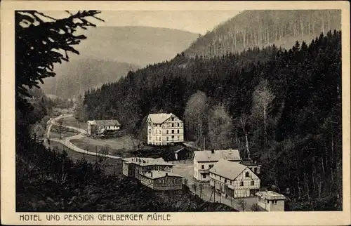 Ak Gehlberg in Thüringen, Hotel Pension Gehlberger Mühle, Waldpartie