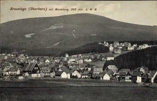 Ak Braunlage im Oberharz, Gesamtansicht mit Wurmberg