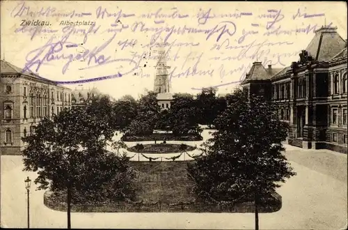 Ak Zwickau in Sachsen, Albertplatz