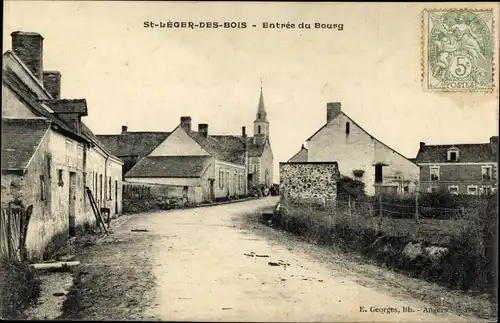 Ak Saint Léger des Bois Maine et Loire, Entree du Bourg