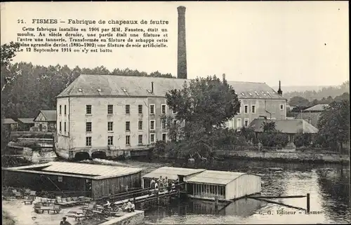 Ak Fismes Marne, Fabrique de chapeaux de feutre