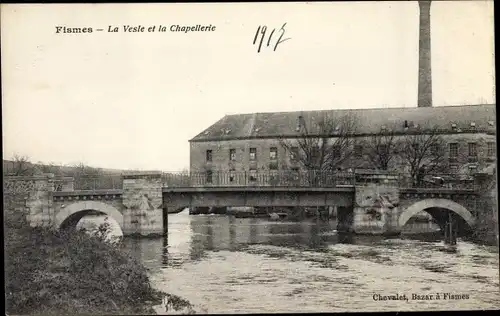 Ak Fismes Marne, La Vesle et la Chapellerie