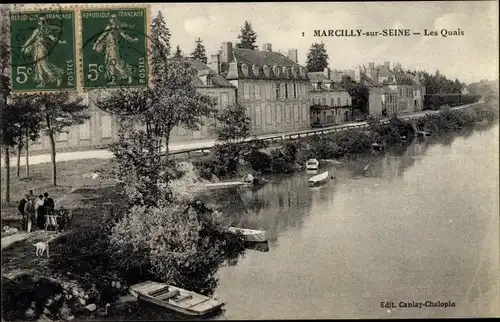 Ak Marcilly sur Seine Marne, Les Quais