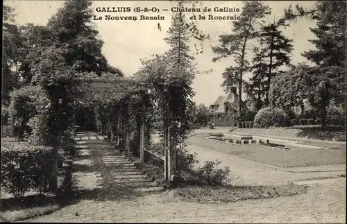 Ak Galluis Yvelines, Chateau de Galluis, Le Nouveau Bassin et la Roseraie