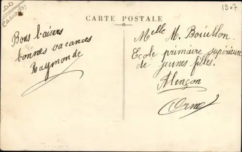 Ak Blangy le Chateau Calvados, Postes et Telegraphes et Route de Lisieux