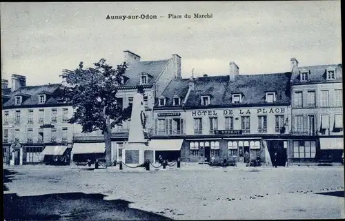 Ak Aunay sur Odon Calvados, Place du Marche