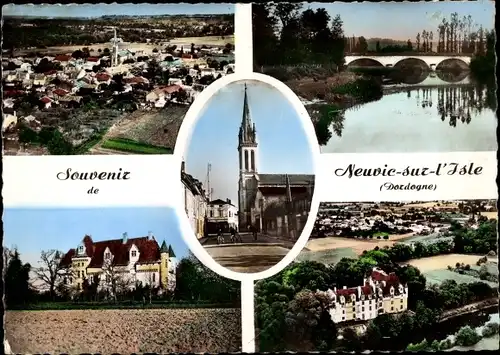 Ak Neuvic sur l'Isle Dordogne, Stadtansichten