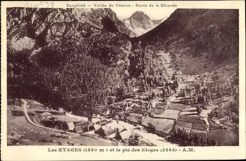 Ak Les Etages Isère, Vallee du Venon, Route de la Berarde