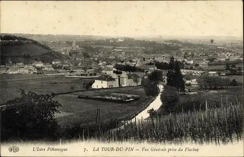 Ak Tour du Pin Isere, Vue Generale prise du Flachay