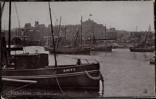Ak Folkestone Kent South East England, The Harbour