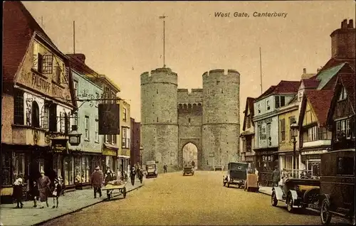 Ak Canterbury Kent England, West Gate, Falstaff Hotel