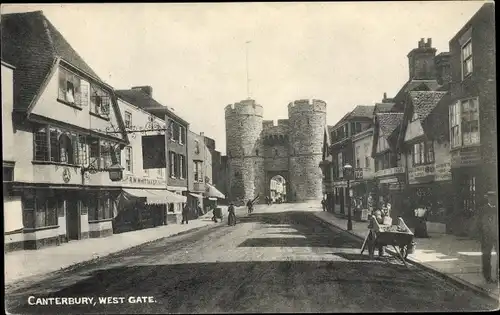 Ak Canterbury Kent England, West Gate, Street View