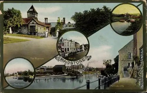 Ak Maidstone South East England, The Bridge, The Museum, The Undercliffe