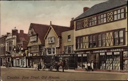 Ak Taunton South West England, Fore Street, Old Houses