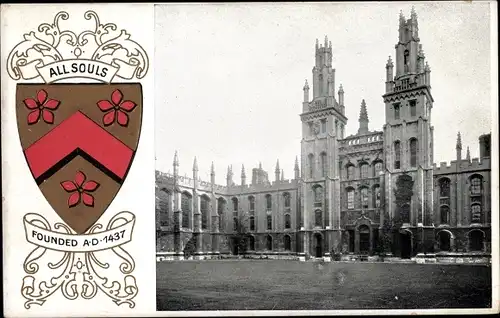 Wappen Ak Oxford South East England, All Souls foundes AD 1437