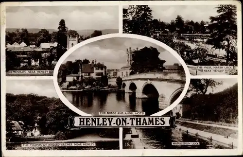 Ak Henley on Thames Oxfordshire England, Remenham, The Weir, Marsh Lock, Hambledon Lock