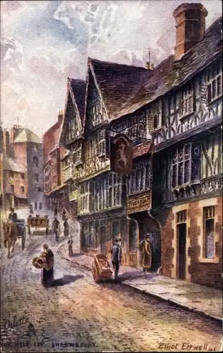 Künstler Ak Ettwell, E, Shrewsbury West Midlands England, The Wyle Corner, Tuck 7695
