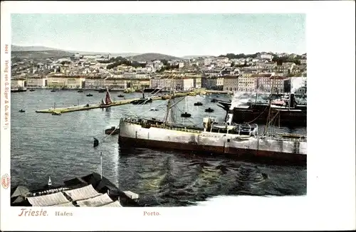Ak Triest Trieste Friuli Venezia Giulia, Hafenpartie