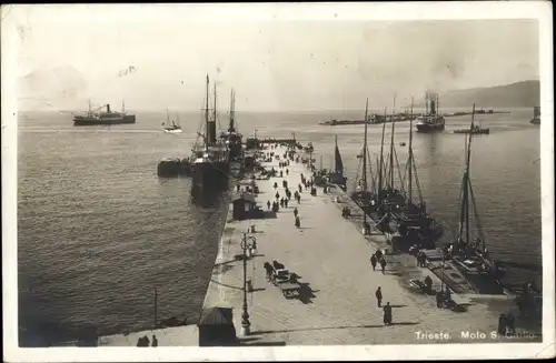 Foto Ak Triest Trieste Friuli Venezia Giulia, Molo S. Carlo, Hafen, Dampfer
