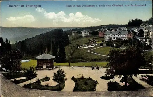 Ak Oberhof im Thüringer Wald, Ohragrund, Oberland, Blick vom Schlosshotel