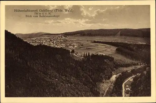 Ak Gehlberg in Thüringen, Gesamtansicht, Blick vom Bettelmannskopf