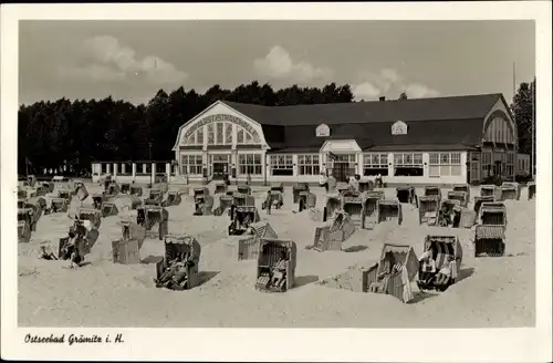 Ak Ostseebad Grömitz in Holstein, Kurpalast und Strandhalle