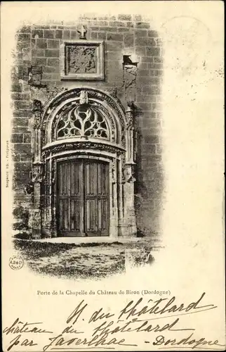 Ak Vergt de Biron Dordogne, Porte de la Chapelle du Chateau