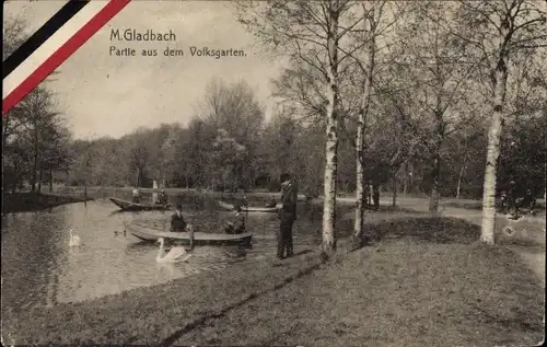 Ak Mönchengladbach im Ruhrgebiet, Partie aus dem Volksgarten, Schwäne